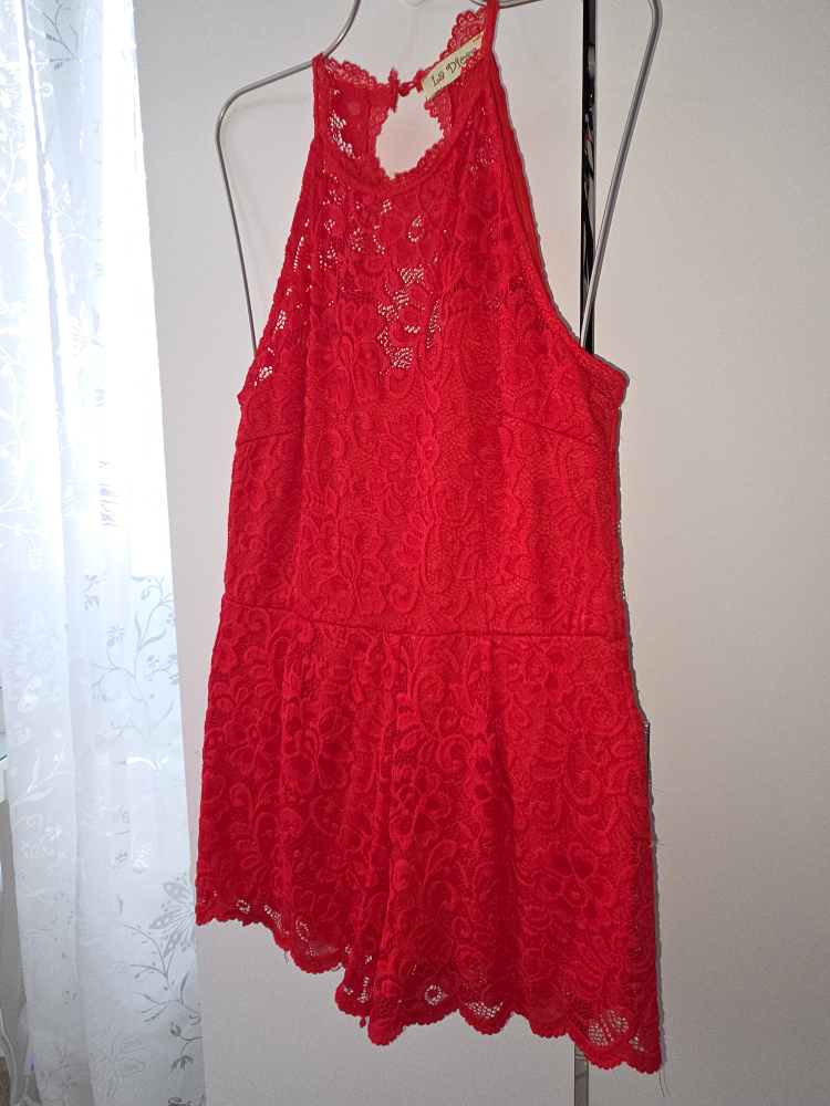 Red Lace Romper
