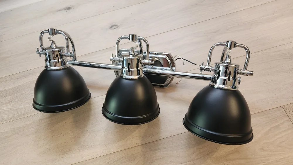 3-Light Track Lighting Fixture - Black & Chrome