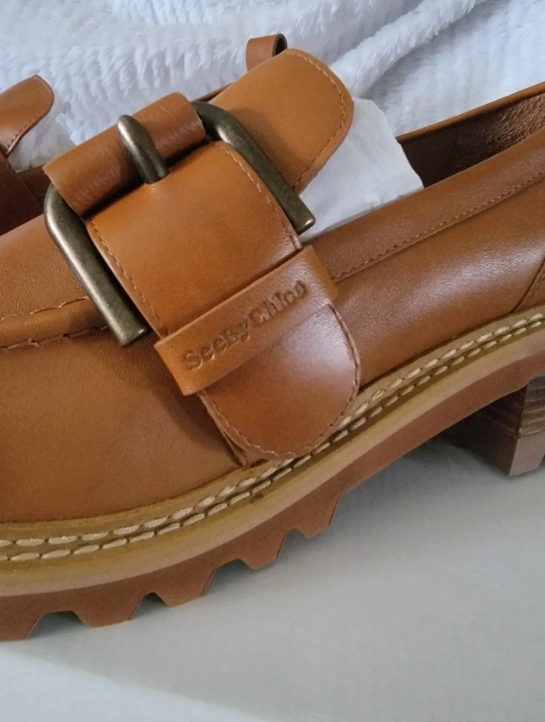 NEW See by Chloé Tan Wilow Heeled Loafers image indicator(2)