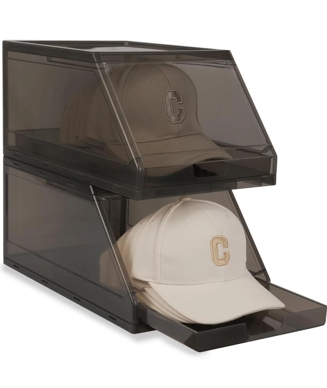 2x Stackable Hat Organizer Boxes – Sliding Tray for 12+ thumbnail