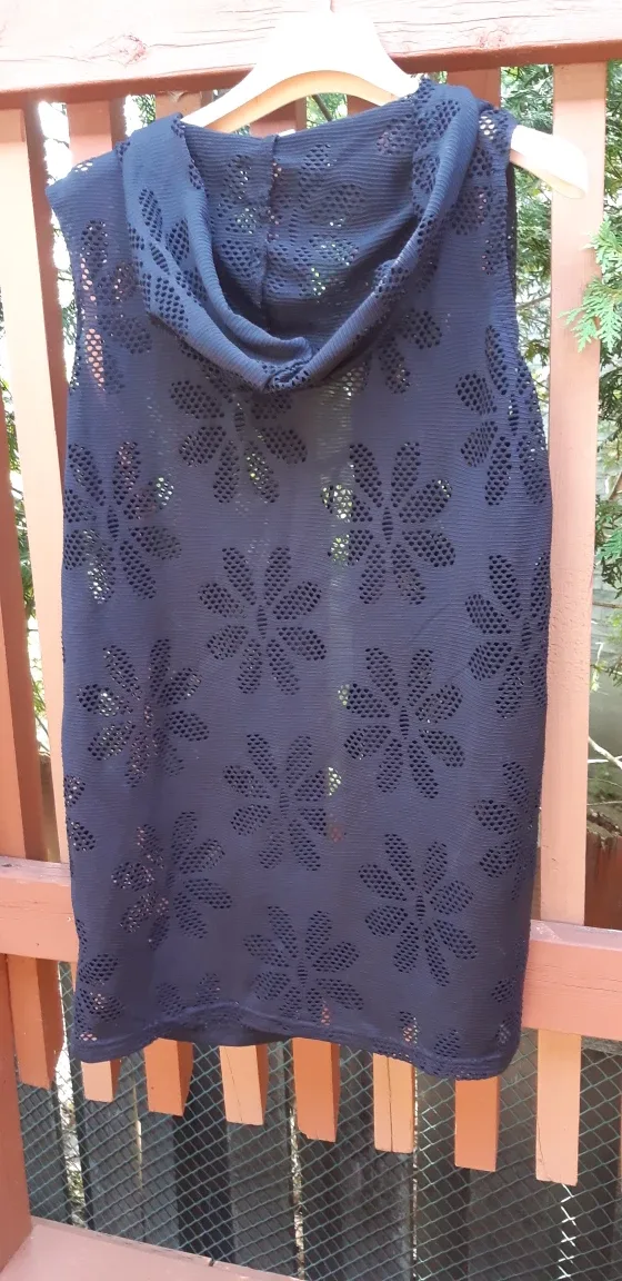 Krista Black Sleeveless Hooded Cover-Up image indicator(3)