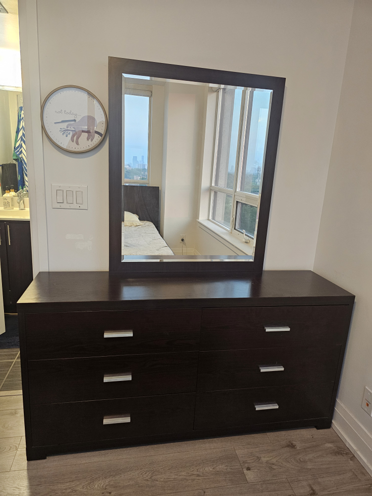 Dark Brown Dresser with Mirror
