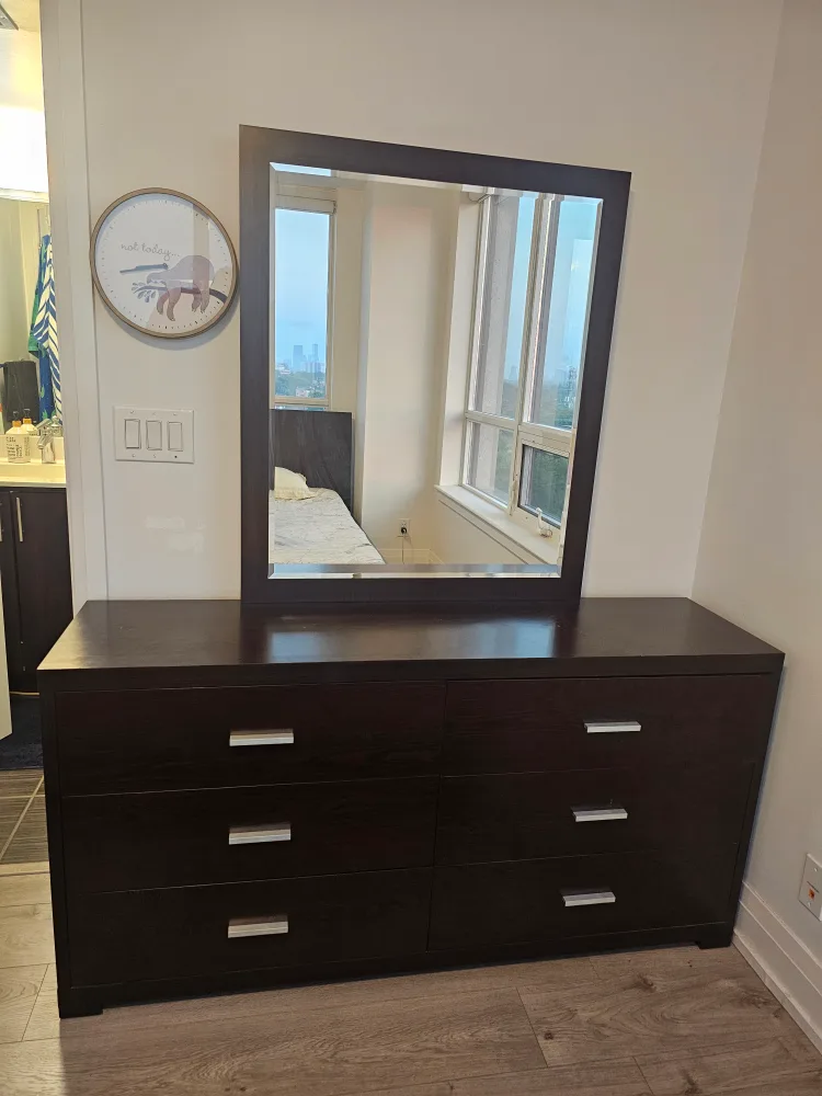 Dark Brown Dresser with Mirror thumbnail
