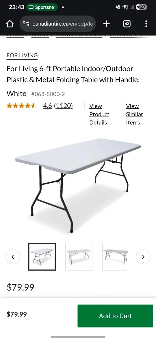 For Living 6-ft Folding Table - Indoor/Outdoor thumbnail