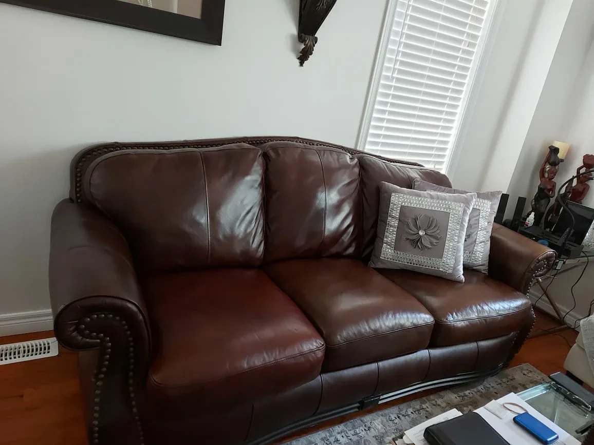 Brown Leather Sofa and Armchair Set thumbnail