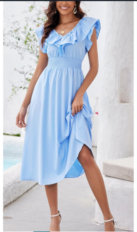 Light Blue Ruffle Midi Dress - photo 3