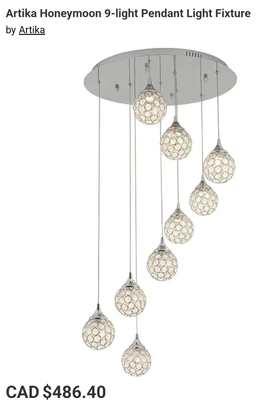 Artika Honeymoon 9-Light Pendant Light Fixture thumbnail
