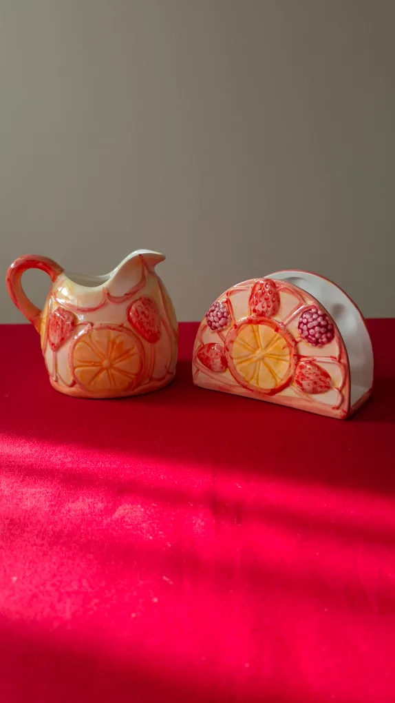 WHAT'S Vincent Cadeaux Ceramic Napkin Holder & Creamer Set thumbnail