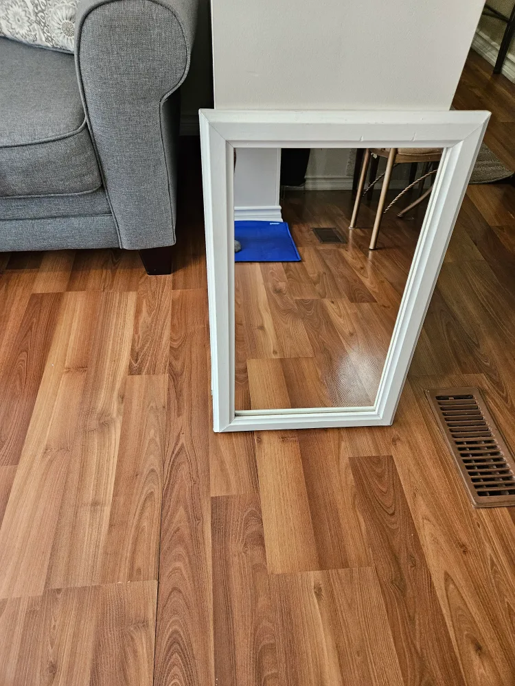 White Framed Mirror, 14 x 24 inches thumbnail