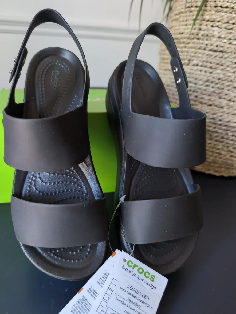Crocs Brooklyn Low Wedge Sandals - Black, Women's 7 image indicator(4)