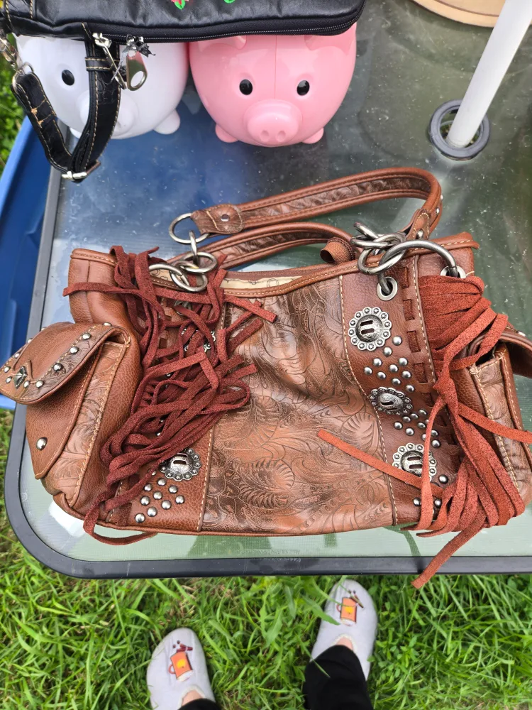 Montana West Brown Leather Fringe Purse thumbnail