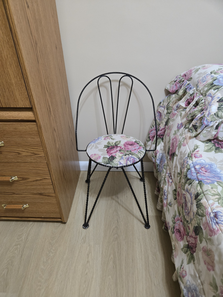 Floral Upholstered Wrought Iron Chair - photo 2