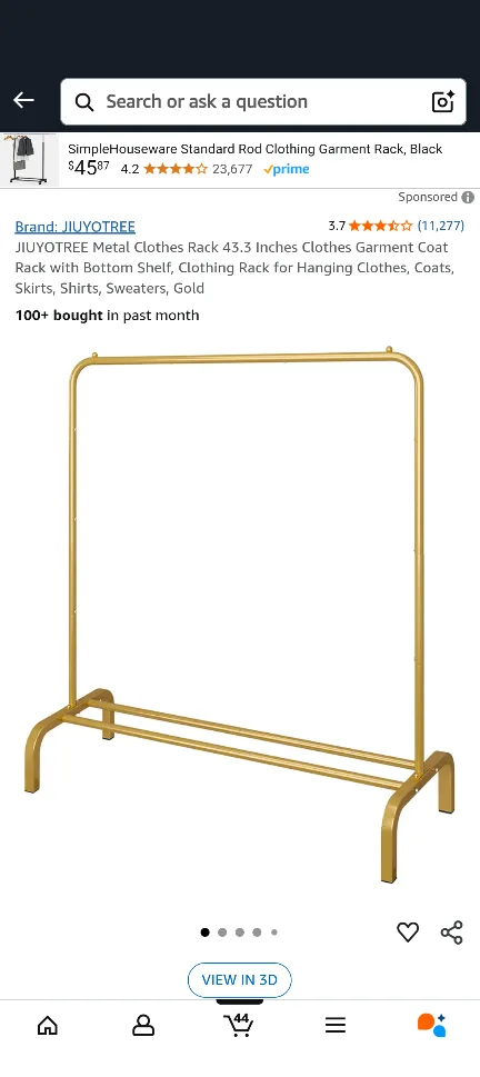 Metal Clothes Rack - Gold thumbnail