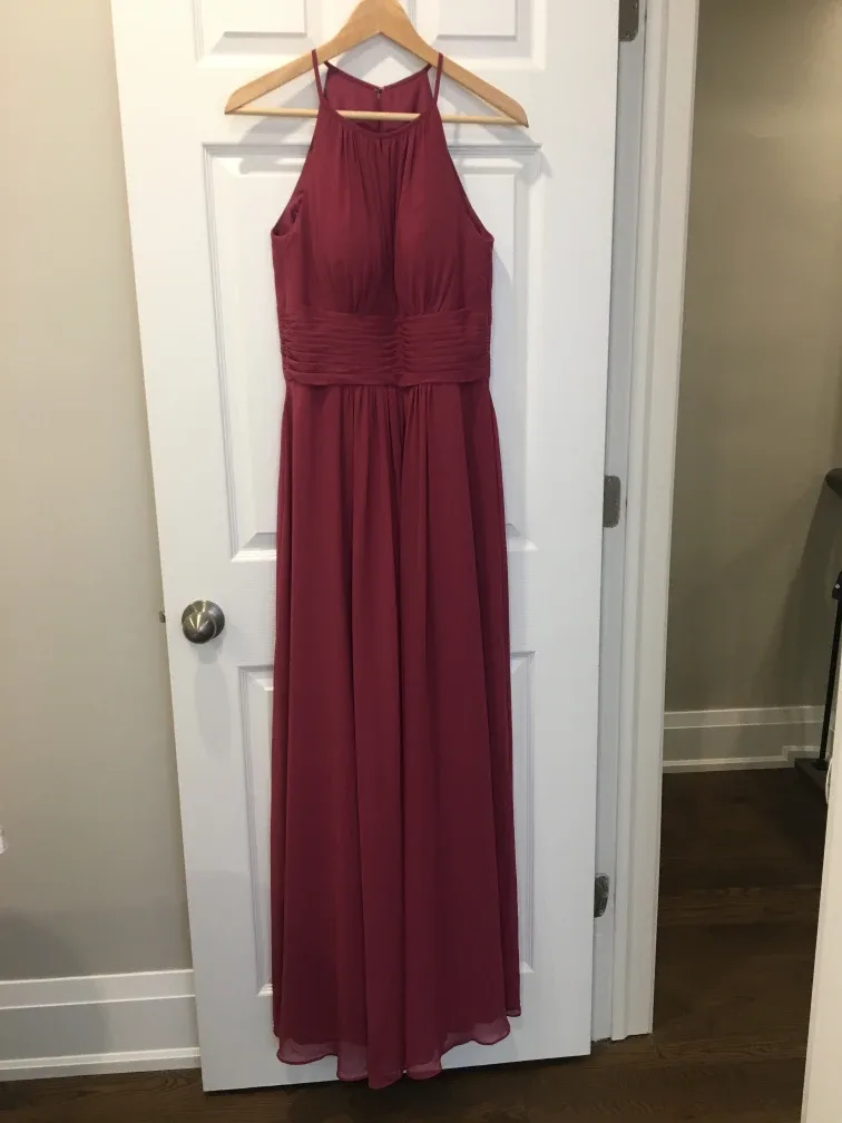 Azazie Burgundy Halter Maxi Dress ***Never worn*** thumbnail