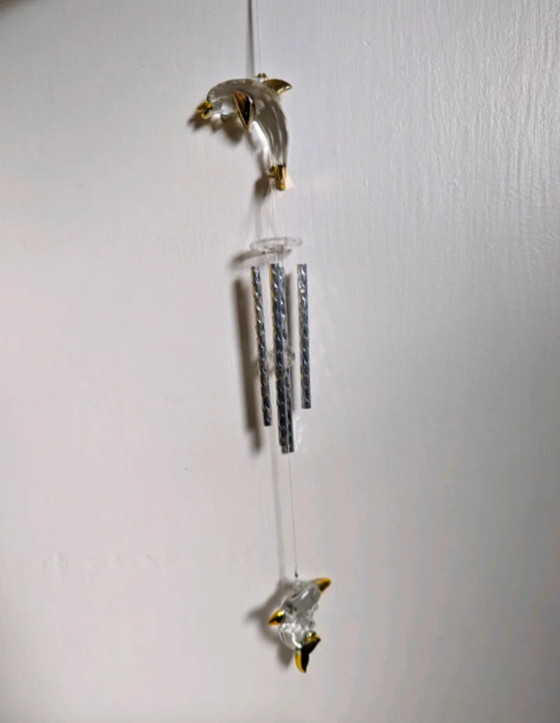 White Faux Crystal Indoor Dolphin Wind Chimes thumbnail