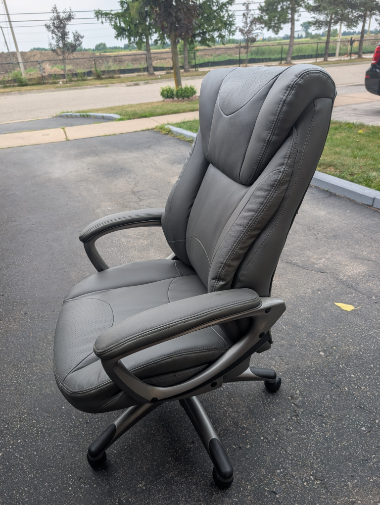 Grey Leather Office Chair - photo 4