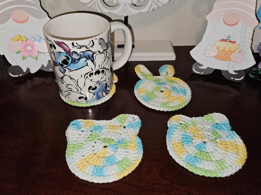 Animal Face Coasters Crocheted thumbnail