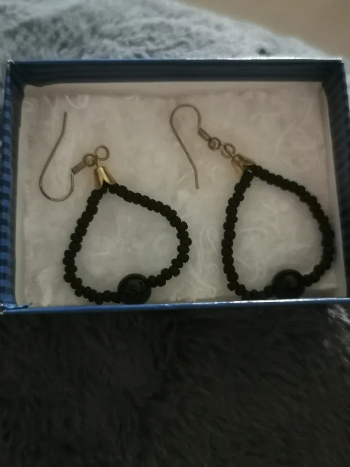 Black Beaded Drop Earrings thumbnail