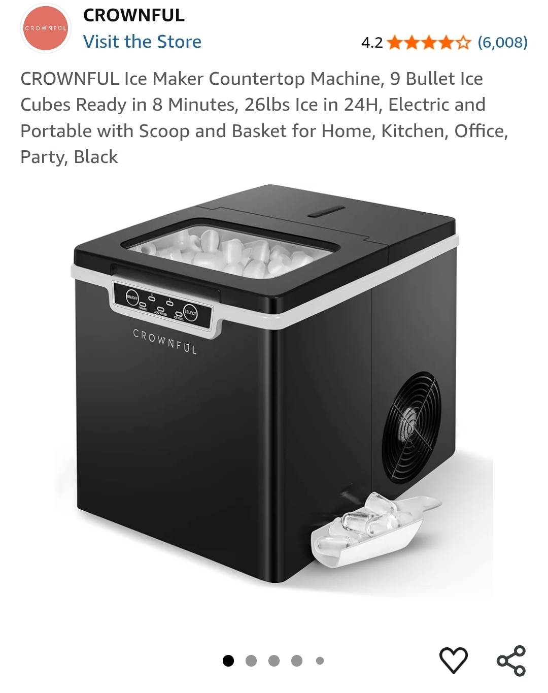 CROWNFUL Ice Maker Countertop Machine - Black