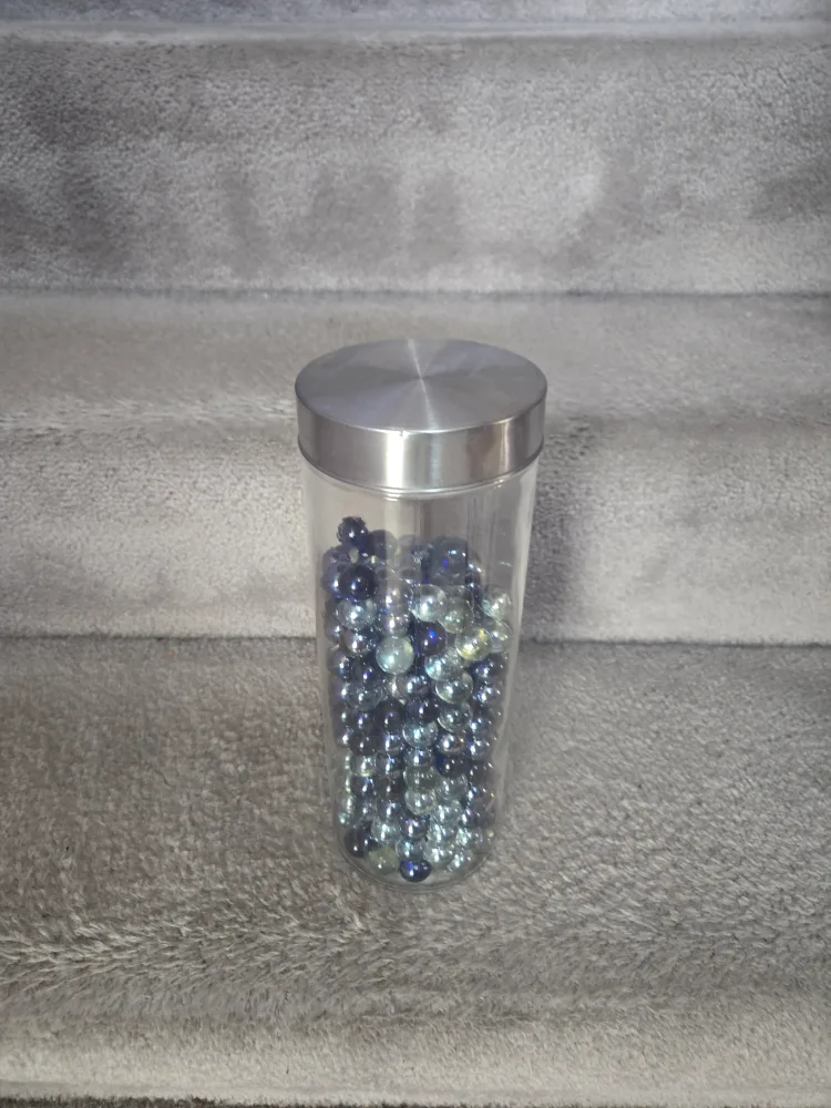 Glass Jar with Decorative Marbles thumbnail