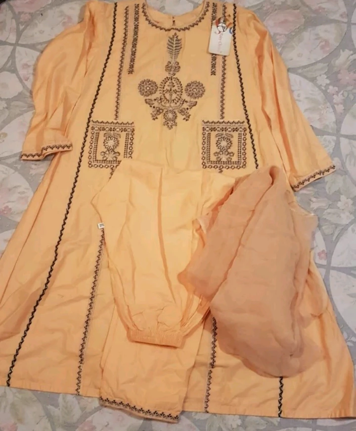 Peach Embroidered Salwar Kameez - New with Tags