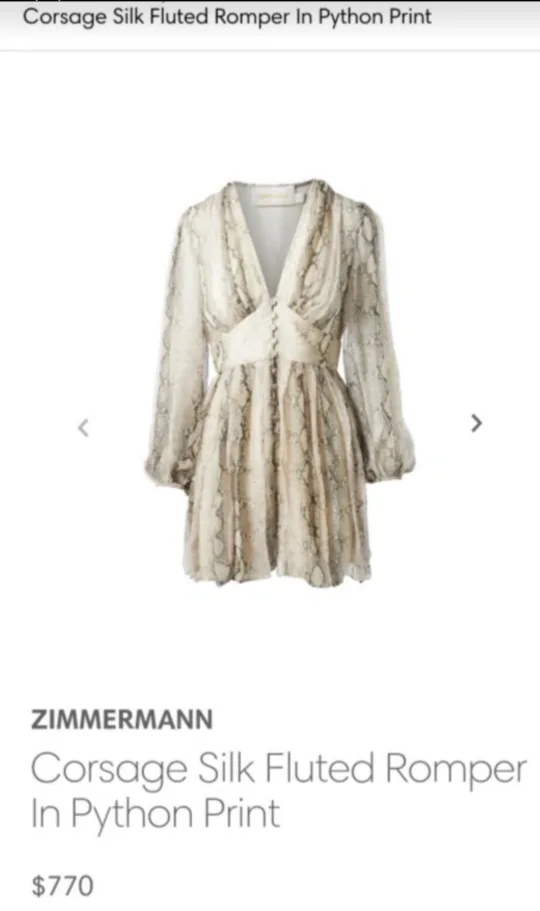 Zimmermann Corsage Silk Fluted Romper - Size 0 (US 4) thumbnail