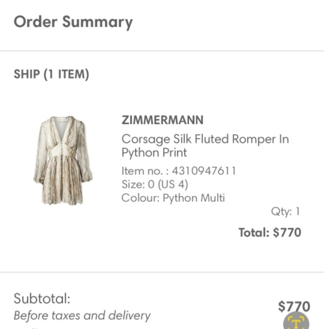 Zimmermann Corsage Silk Fluted Romper - Size 0 (US 4) - photo 3