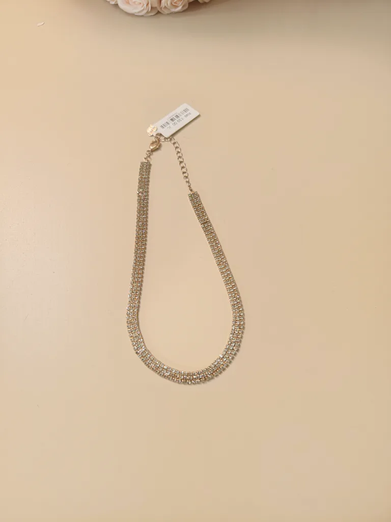 Gold Rhinestone Choker Necklace thumbnail