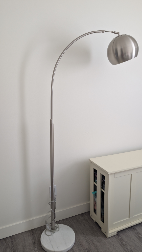 IKEA Silver Arc Floor Lamp with Marble Base - photo 4