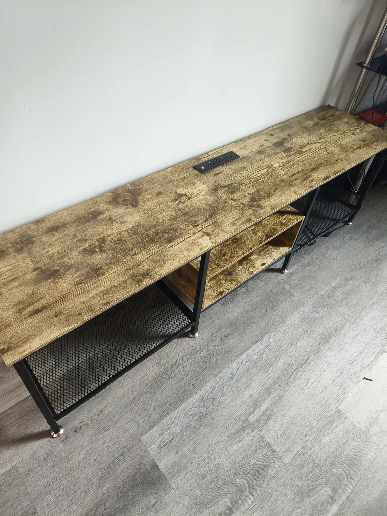 Rustic Brown TV Stand with Storage Shelf thumbnail