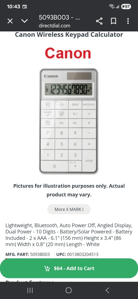 Canon Wireless Keypad Calculator thumbnail