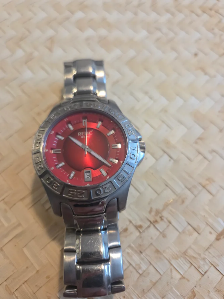 Relic Red Dial Stainless Steel Watch thumbnail