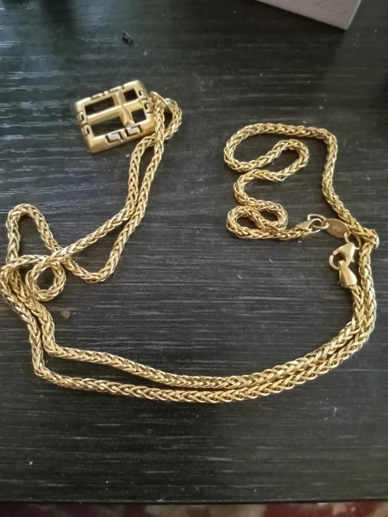 Gold-tone Cross Pendant3.49grams Necklace10.75grams image indicator(4)