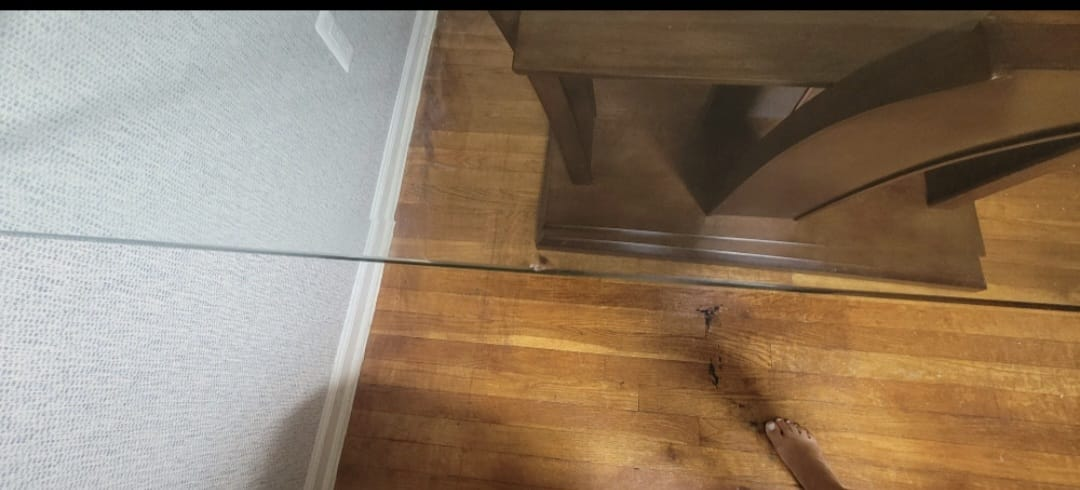 Glass Top Dining Table with Wood Base - photo 2
