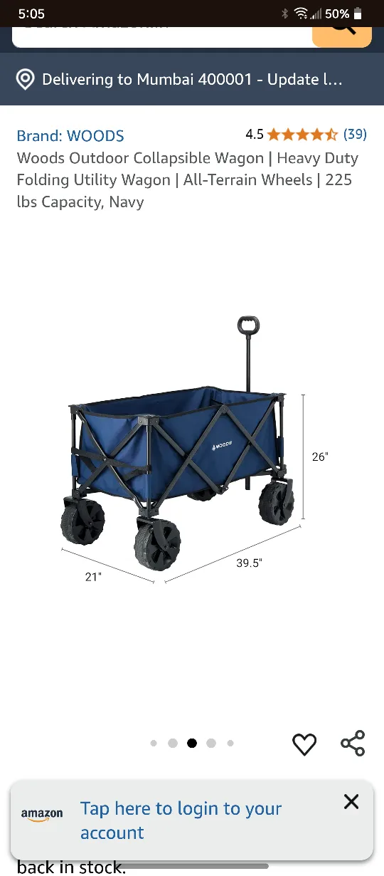 Woods Outdoor Collapsible Wagon - Navy image indicator(3)
