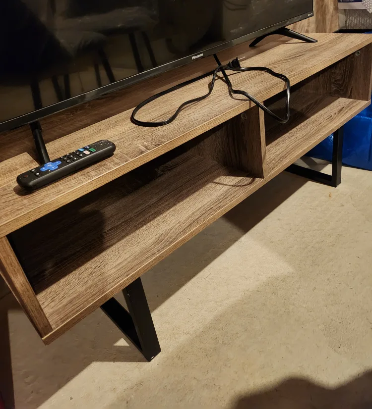Wood TV Stand with Shelves thumbnail