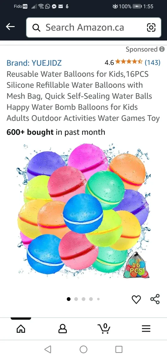 YUEJIDZ Reusable Water Balloons - 16 PCS thumbnail