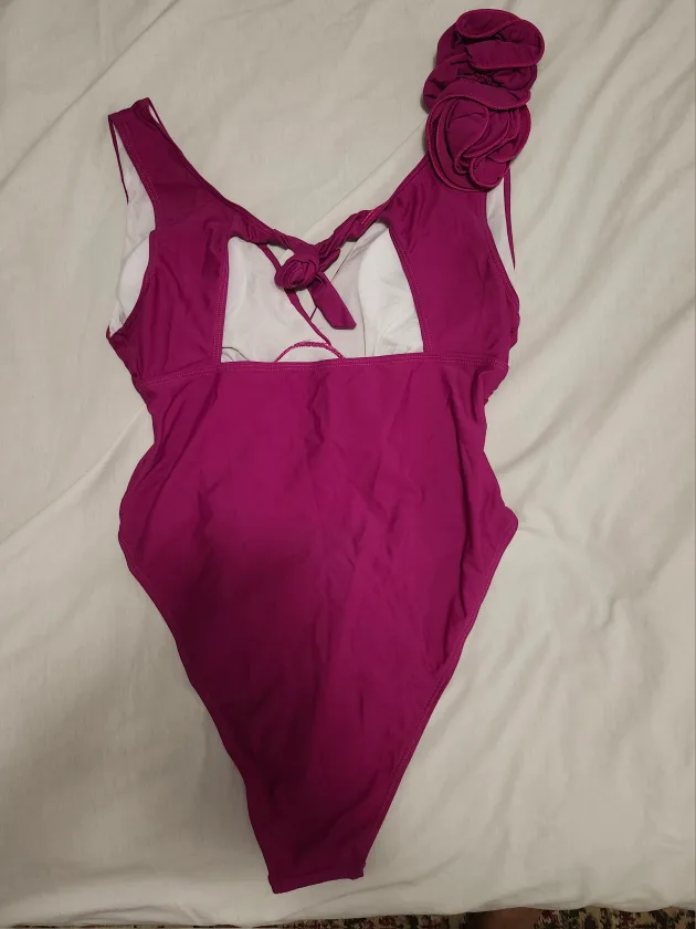 Shein Pink One Piece Swimsuit - Size L image indicator(8)