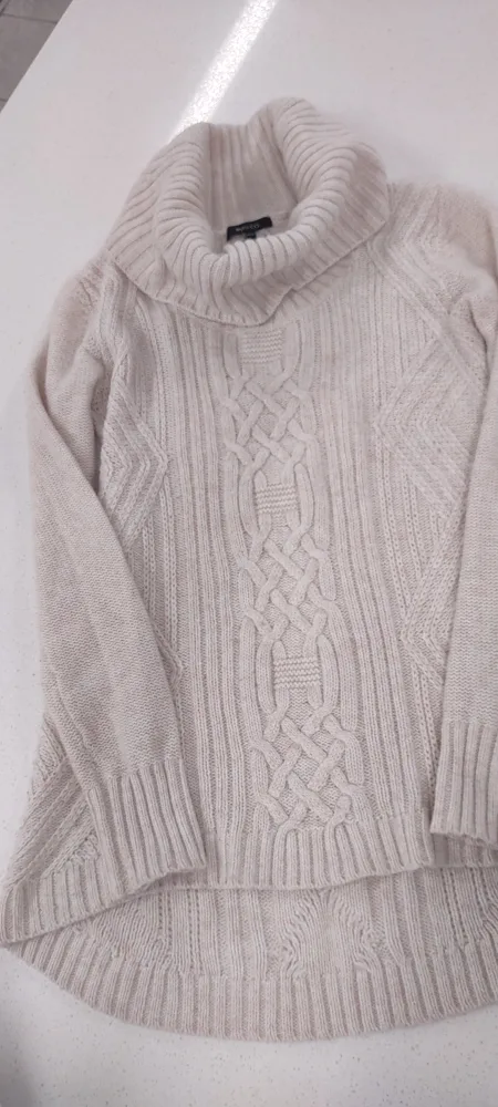 RW&CO.   Cream Cable Knit Turtleneck Sweater thumbnail