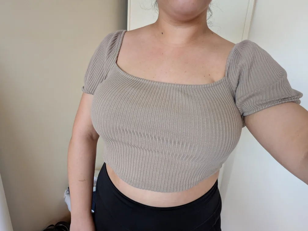 H&M Ribbed Knit Crop Top - Size L thumbnail