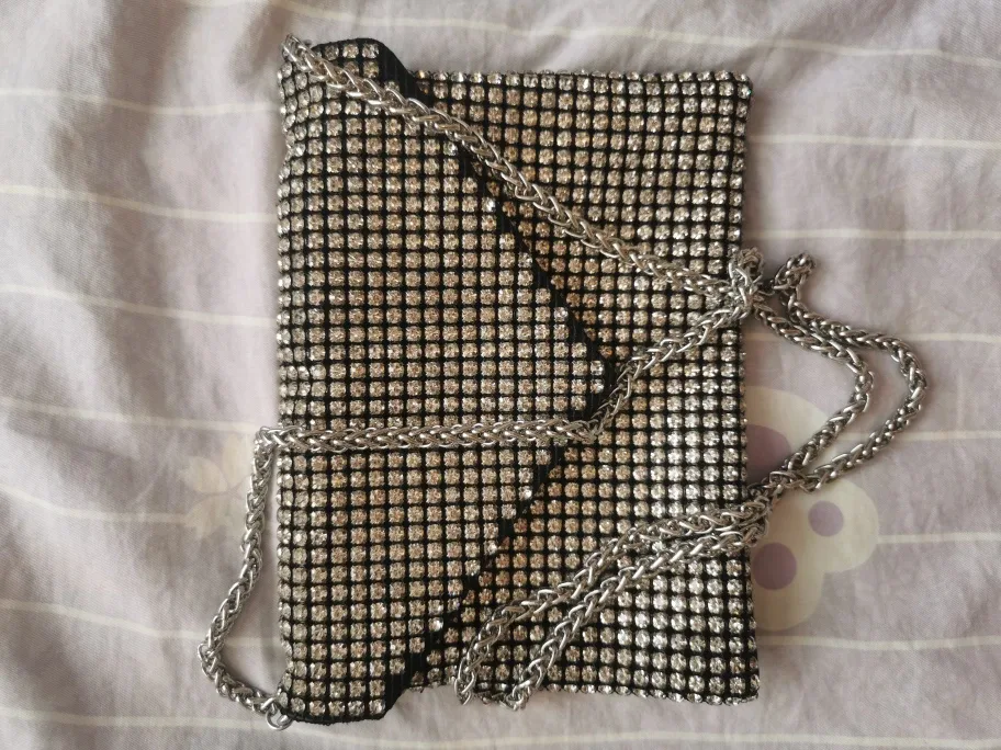 Black & Silver Clutch with Chain thumbnail