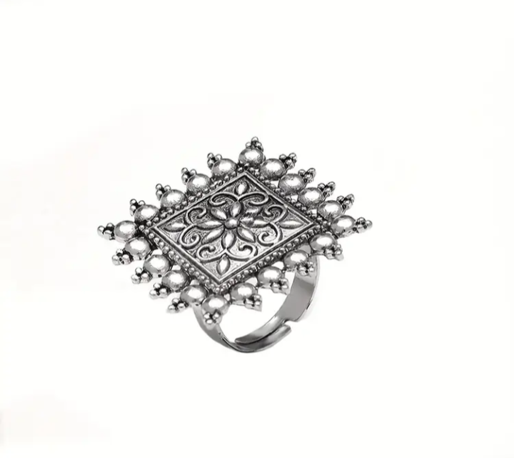 Silver Tone Geometric Statement Ring - photo 2