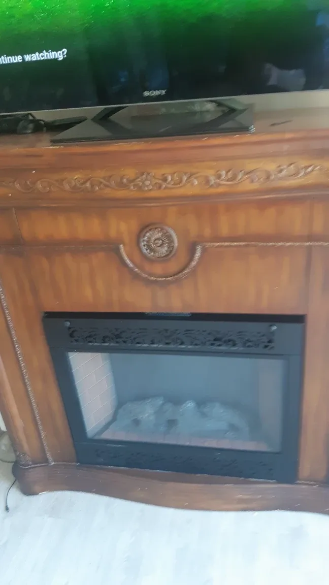 Electric Fireplace with Wood Cabinet thumbnail