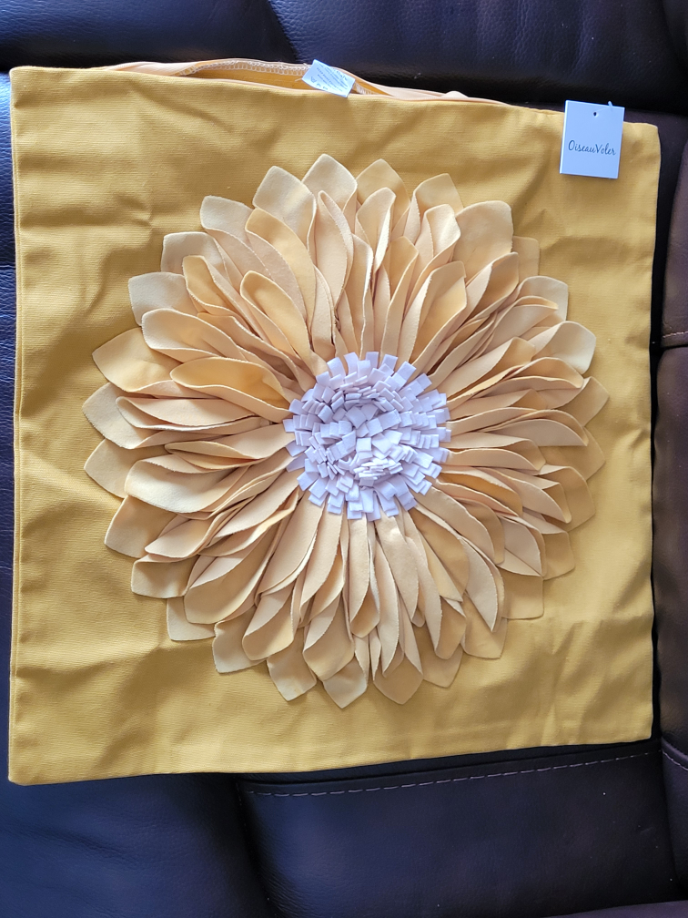 Decorative Flower Pillow - Mustard Yellow