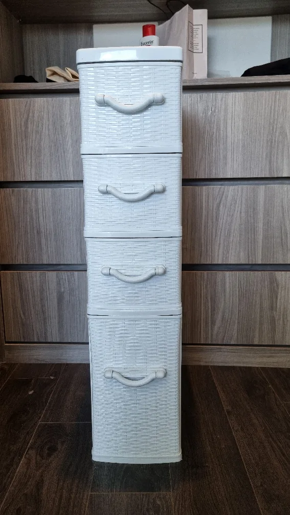 White Plastic 4-Drawer Storage Tower thumbnail