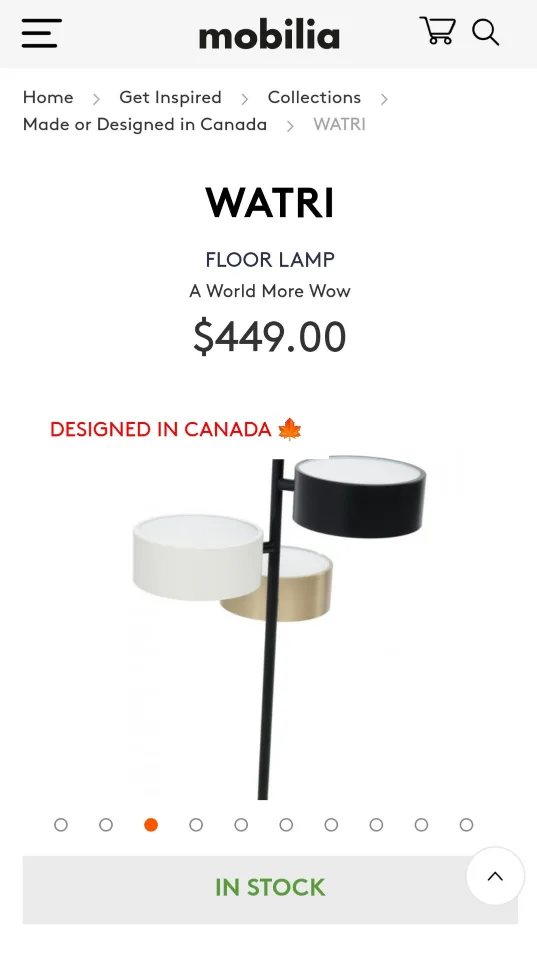 ELEGANT WATRI FLOOR LAMP - 64.5"H BLACK/GOLD/WHTE thumbnail