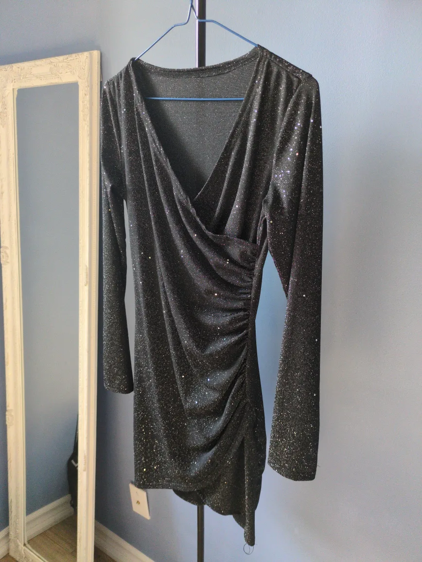 Sparkly Black Long Sleeve Dress image indicator(2)
