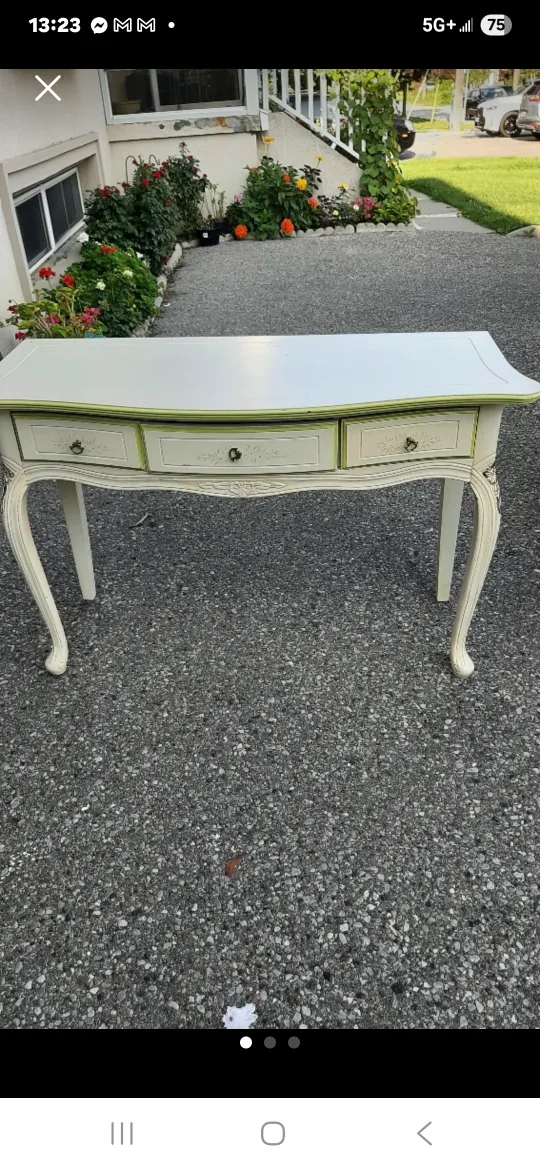 Antique Style Desk - Cream & Green Accent thumbnail