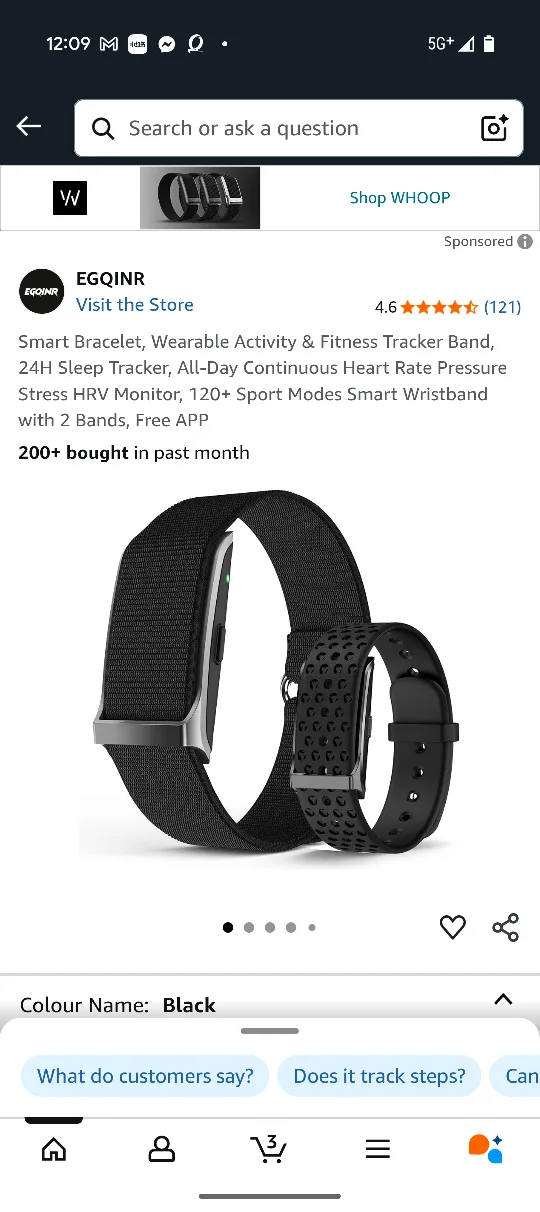 EGQINR Smart Bracelet - Fitness Tracker, Black thumbnail