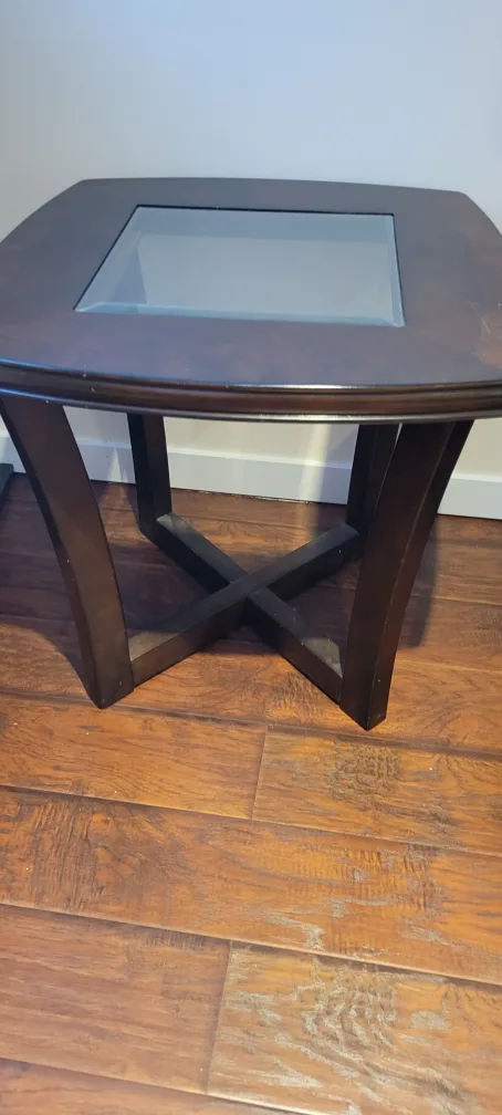 Brown Wood & Glass Coffee Table thumbnail